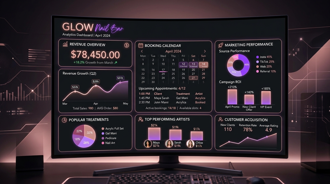 Glamour Nails Growth Dashboard